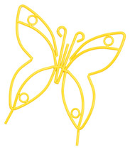 Yellow Butterfly Wrought Iron Garden Stake - Amish Handmade Lawn Wall Decor Usa - £33.77 GBP