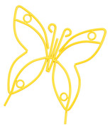 YELLOW BUTTERFLY Wrought Iron Garden Stake - Amish Handmade Lawn Wall De... - £33.56 GBP