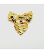 Avon I Love You Grandmother Brooch Heart Bow Pin Vintage 1 1/2&quot; Gold Tone - £7.81 GBP