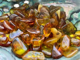 3X Amber Tumbled Stones Small 15-20mm Reiki Healing Crystal Beautiful Gold Color - £9.07 GBP