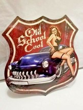 15&quot; HUGE old school cool hot gal pin Car Auto shield icon display USA STEEL Sign - £47.74 GBP