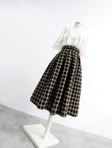 A-line Black Tweed Midi Skirt Outfit Women Custom Plus Size Woolen Party Skirt image 5