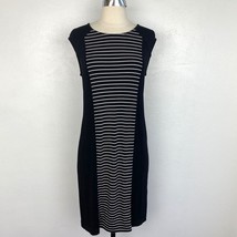 Chico Travelers Black Sheath Dress Womens Size 0 Small Knit Stripe Front... - $24.70