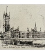 Houses Of Parliament On River Thames 1901 Victorian London Print Art DWFF10 - $67.90 CAD