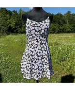 Vtg Floral Summer Dress Jr 5 Black Daisys 90s Y2K Pixie Fairy Strappy Op... - $27.12 CAD