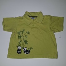 Gymboree Jungle Preserve Green Polo Shirt Panda Bears Bamboo Baby 3-6 Mo... - $12.58