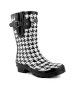 London Fog Collection Tally Women's Waterproof Rain Boots US Sz 7M Houndstooth - $55.74