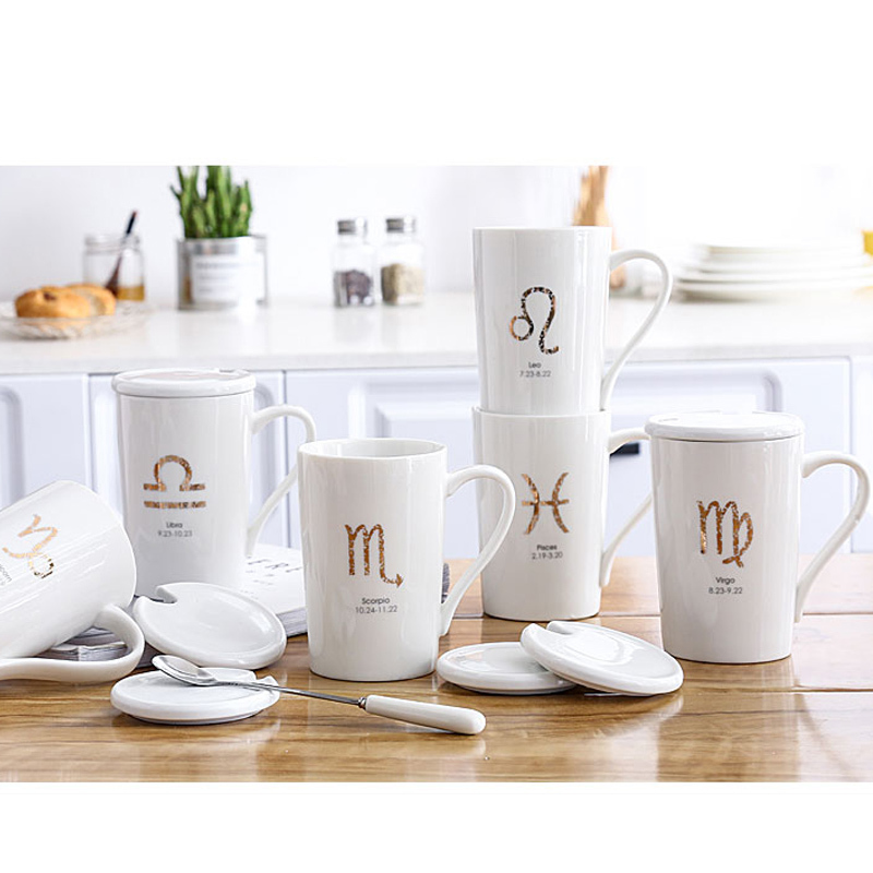 Porcelain Mug Zodiac Sign Couple Mug 13oz Milk Coffee Mug - $36.99