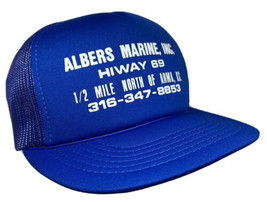 Vintage Albers Marine Hat Cap Snap Back Blue Mesh Trucker Arma Kansas One Size - £15.77 GBP