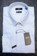 HUGO BOSS Hombre Eliott Viaje 24 Hours Ajuste Regular Azul Escocesa Camisa 37 - $64.13