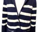 Talbots Navy Blue and White Striped Long Sleeve Collared Cardigan Sweate... - £14.90 GBP