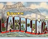 Grande Lettera Greetings From South Carolina Sc Unp Lino Cartolina N7 - $5.08