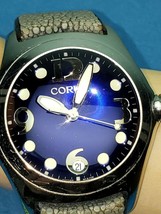 Corum Boutique Bubble Watch Blue Face Leather Men's Jewelry 163.150.20 Swiss WR - £1,600.50 GBP