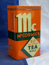 Vtg McCormick &amp; Co USA Banquet Orange Pekoe Tea House Tea Bags 4 OZ Tin Can - £23.81 GBP