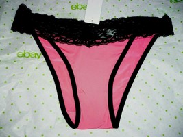 Hers By Herman Microfiber Bikini Panties MEDIUM Bright Pink 1 Pair Lace Waist - £7.87 GBP