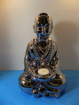 NEW Silver Ceramic Zen Buddha Candle Holder Sculptures Figurines Spiritu... - $34.23