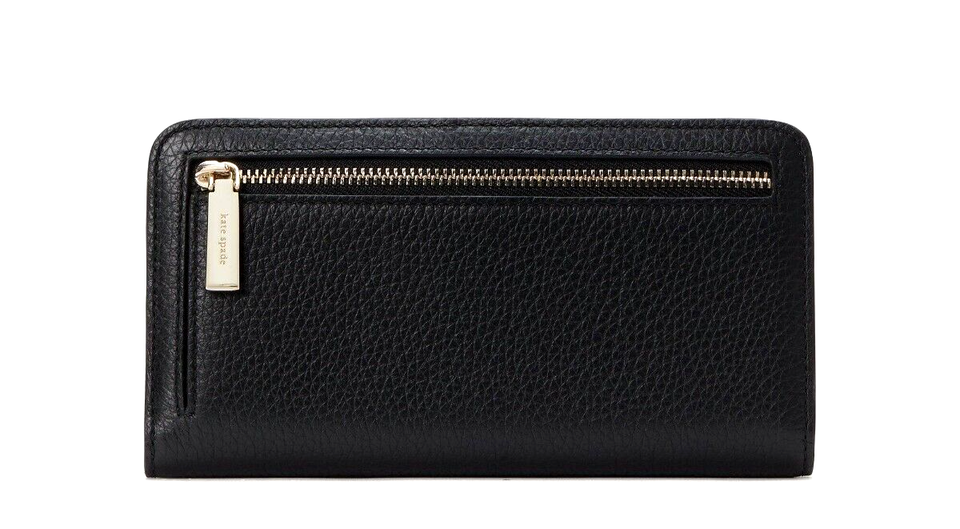 New Kate Spade Dumpling Pebble Leather Large Slim Bifold Wallet Black Item image 3