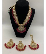 NWOT Gorgeous Pink and Gold Beaded Jewelry Set - £50.61 GBP
