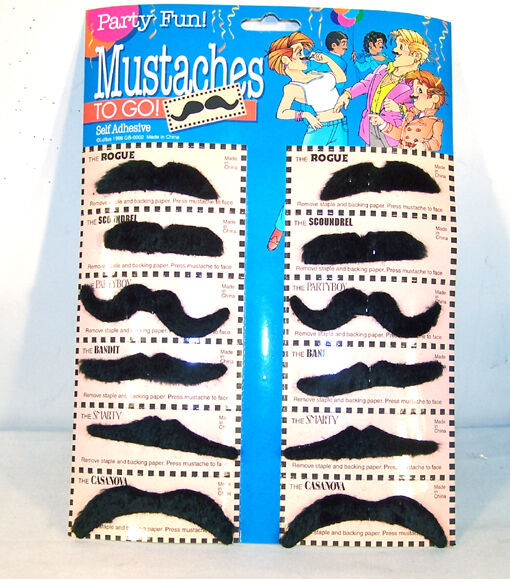 24 BLACK FAKE MUSTACHE trick dress up costumes wig joke PLAY DRESSUP FAC... - $18.99