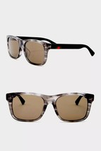 Gucci GG0008SA 004 54mm Rectangle Grey/Black/Brown Sunglasses - £178.85 GBP