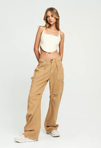 Lioness Women&#39;s Miami Vice Oversized Cargo Pants Stone Size M 8 Streetwear - £35.27 GBP