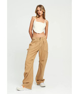 Lioness Women&#39;s Miami Vice Oversized Cargo Pants Stone Size M 8 Streetwear - £35.05 GBP