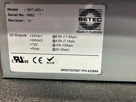 Setec MK7-400-1 Power Supply 400W for Aristocrat Viridian Slot Machine U... - $2,226.62 MXN