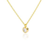 Round Zircon Necklace For Women Gold Silver Color Crystal Shiny Choker P... - $25.00