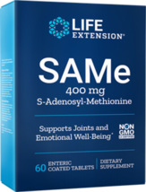 2X $36.99 Life Extension SAMe 400 mg 60 enteric coated tablets image 1