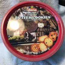 Vintage 1985 Round Dana Imported Butter Cookies Tin W/Lid Denmark Empty ... - £15.79 GBP