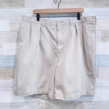 POLO Ralph Lauren Tyler Pleated Chino Shorts Beige 9&quot; Inseam Casual Mens 42 - $39.59