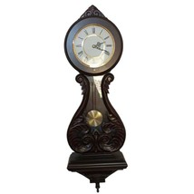 Wall Clock Westminster Chimes Burgundy Colored Wood Quartz Pendulum - $124.73