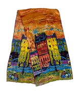Kandinsky &quot;Houses in Munich&quot; 100% Silk Art Scarf Colorful Abstract 62x16 - $59.99