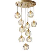 luxury Crystal Chandelier Modern Brass Ceiling Light Lighting Fixture for Foyer, - $850.00