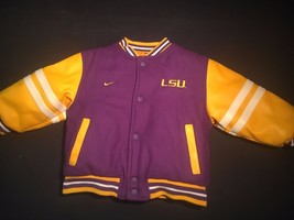 Nike LSU Reversible Wool Jacket Coat Size 3T Nylon Tigers Purple Yellow - £36.51 GBP