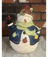 Bella Casa By Ganz - Snowman with Bird Cookie Jar - 11 inches Tall NICE! - $52.07 CAD