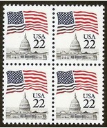 2114 Inking Error / EFO Block of 4 &quot;Flag Over Capitol&quot; Mint NH - €6,40 EUR