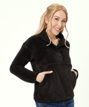 Spyder Women&#39;s 1/4 Snap Sherpa Fleece Jacket Pullover Black Size L Large... - £31.84 GBP