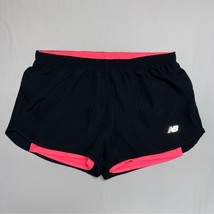 New Balance Neon Black Shorts Womens M 2-Layer Exercise Workout Running Athletic - £25.03 GBP