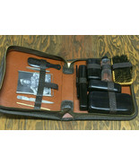 Vintage men&#39;s grooming kit zipper closure travel case with holders and m... - $42.52