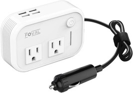 Dc 12V To 110V Ac Converter With 4 Usb Ports Charger, 200W, Foval (White). - $37.96