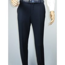 Men's MONO Turkey Slacks 100% Wool Plain Front Slim Fit 2502-02 Navy Blue image 3