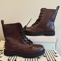 NIB New SO Reindeer Burgundy Combat Boots Size 9.5 Lace Up Moto Punk Mar... - $546.25 MXN