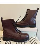 NIB New SO Reindeer Burgundy Combat Boots Size 9.5 Lace Up Moto Punk Mar... - $546.25 MXN