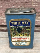 Antique WHITE WAY Charles Hewitt Des Moines Iowa Red Pepper Spice Tin Paper Lbl - £237.32 GBP