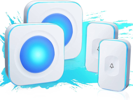 Wireless Doorbell 1200 Feet Waterproof Door Bell with 2 Buttons with Different T - £34.54 GBP