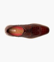 25725-221 Stacy Adams Alario Wingtip Oxford Croco Leather Shoes Cognac image 4