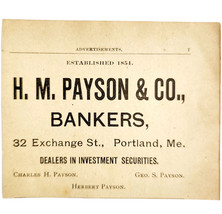 1906 H.M. Payson &amp; Co Bankers Advertisement Portland Maine Banking E17E - $372.61 MXN