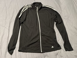 Adidas Golf Black Full Zip Jacket Men’s Size L Long Sleeve 3-Stripes - $266.36 MXN