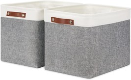 Hnzige Large Fabric Storage Baskets Bins For Organizing [2 Pack], Gray&amp;White - £33.85 GBP